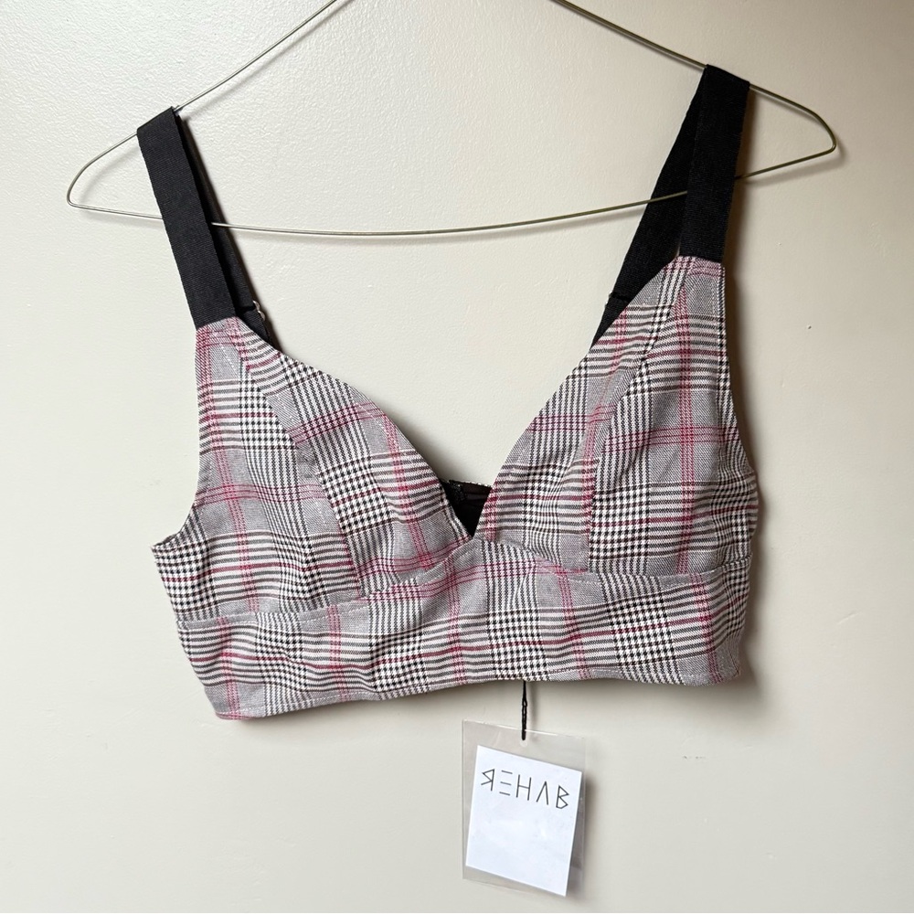 Rehab Plaid Bralette or Crop Top